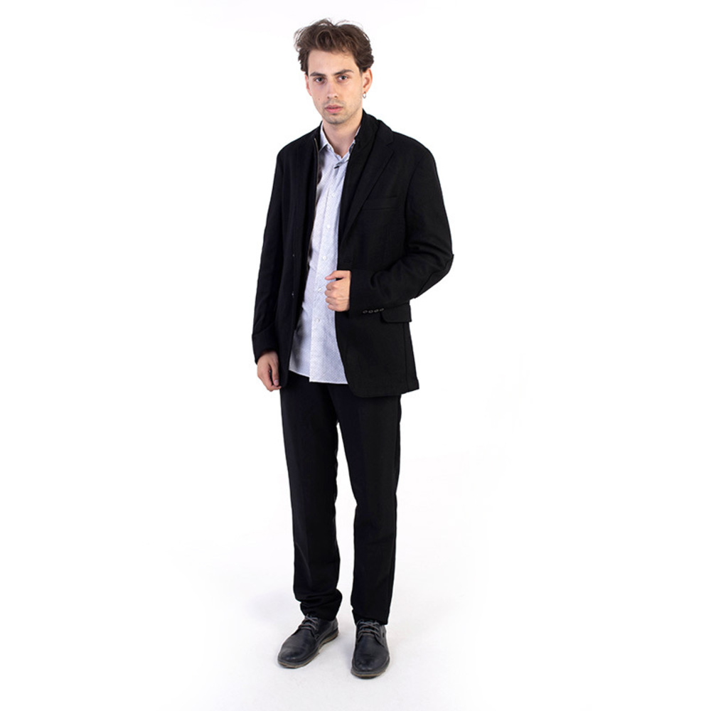 WOOL AND CASHMERE BLACK SINGLE-BREASTED | MENS SIZE L